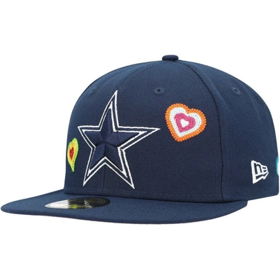 New Era Navy Dallas Cowboys Chain Stitch Heart 59fifty Fitted Hat