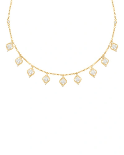 Jamie Wolf Princess Cut Aquamarine Drop Necklace In Gold