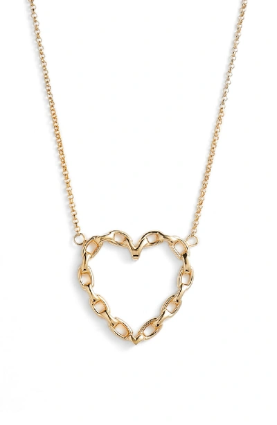Jennifer Zeuner Fawn Chain Heart Pendant Necklace In Yellow Vermeil