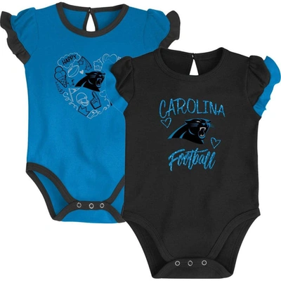 Outerstuff Babies' Newborn & Infant Black/blue Carolina Panthers Too Much Love Two-piece Bodysuit Set
