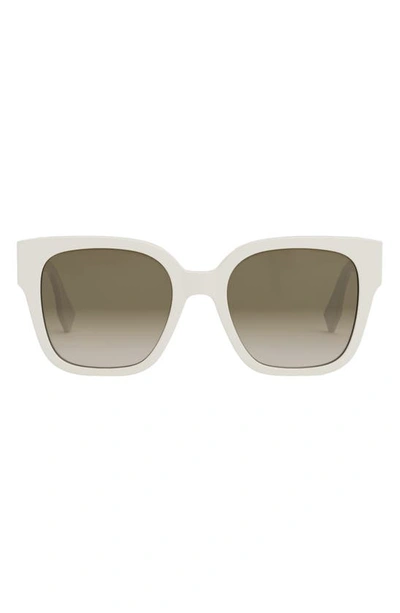 Fendi The  O'lock 55mm Geometric Sunglasses In Ivory / Gradient Brown