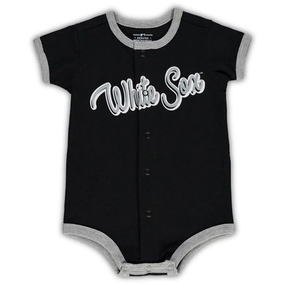 Outerstuff Babies' Newborn & Infant Black Chicago White Sox Stripe Power Hitter Romper