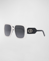 Dior 55mm Gradient Square Sunglasses In White Black Grey Gradient