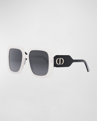 Dior 55mm Gradient Square Sunglasses In White Black Gradi
