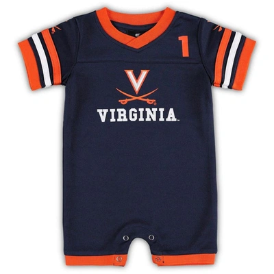 Colosseum Babies' Newborn & Infant  Navy Virginia Cavaliers Bumpo Football Romper