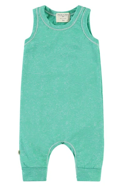 Paigelauren Babies' French Terry Romper In Green