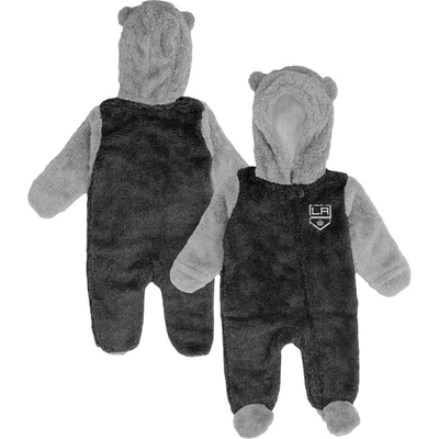 Outerstuff Babies' Newborn And Infant Boys And Girls Black Los Angeles Kings Game Nap Teddy Fleece Bunting Full-zip Sle