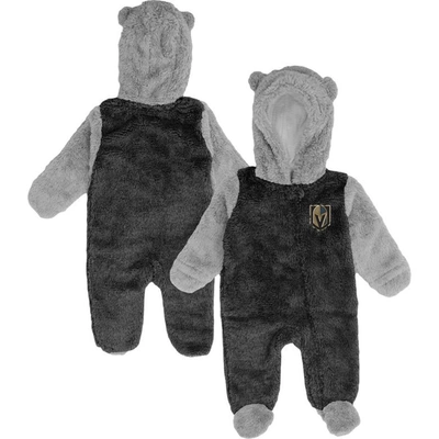 Outerstuff Baby Boys And Girls Black Vegas Golden Knights Game Nap Teddy Fleece Bunting Full-zip Sleeper