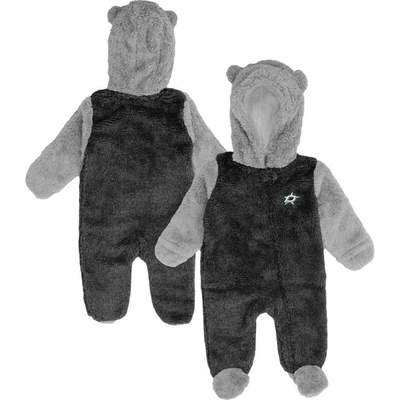 Outerstuff Babies' Newborn And Infant Boys And Girls Black Dallas Stars Game Nap Teddy Fleece Bunting Full-zip Sleeper