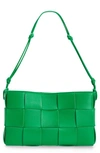 Bottega Veneta Woven Leather Shoulder Bag In Green