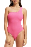 Good American Always Fits One-shoulder One-piece Swimsuit In Brightpink