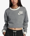 Nike Sportswear Reversible Fleece Cropped Sweatshirt In Carbon Heather
