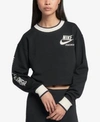 Nike Sportswear Reversible Fleece Cropped Sweatshirt In Black