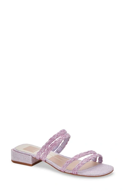 Dolce Vita Haize Raffia Strappy Slide Sandal In Lilac Raffia