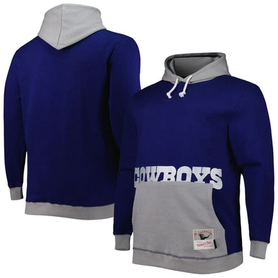 Mitchell & Ness Men's  Navy, Silver Dallas Cowboys Big And Tall Big Face Pullover Hoodie In Navy,silver