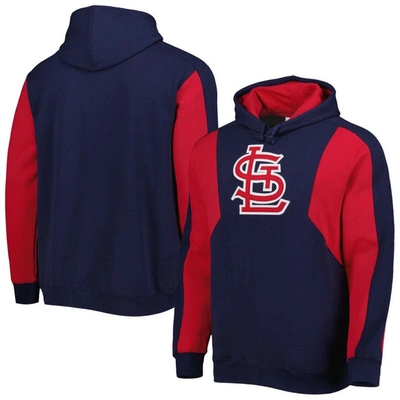 Mitchell & Ness Navy/red St. Louis Cardinals Colorblocked Fleece Pullover Hoodie