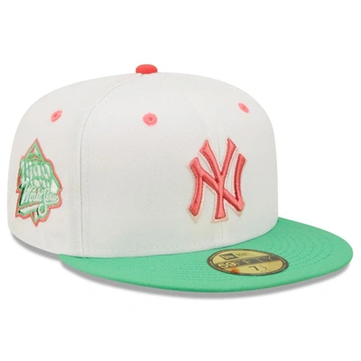 New Era Men's  White, Green New York Yankees 1999 World Series Watermelon Lolli 59fifty Fitted Hat In White,green