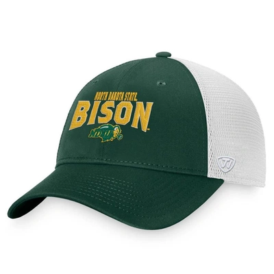 Top Of The World Men's  Green, White Ndsu Bison Breakout Trucker Snapback Hat In Green,white