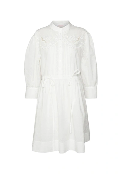 See By Chloé Embroidered Swiss-dot Cotton Mini Shirt Dress In White