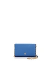 Tory Burch Robinson Leather Chain Wallet In Regal Blue/gold
