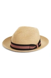 Nordstrom Classic Stripe Straw Fedora Hat In Tan Combo