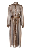 Partow Brooklyn Metallic Silk Blend Dress In Brown