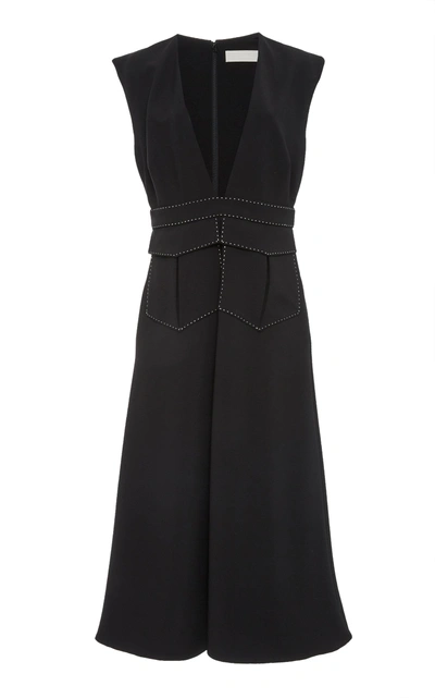 Partow V-neck Matte Crepe Dress In Black