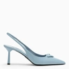 Prada Light Blue Leather Slingback Pumps