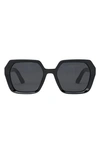 Dior Midnight 56mm Geometric Sunglasses In Sblk/smk