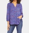 Nydj Three Quarter Sleeve Printed Pintucked Back Blouse In Daphnedale