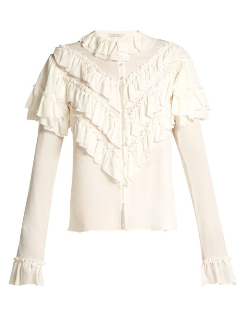 Rodarte Silk Blouse With Ruffle Details In Ivory | ModeSens