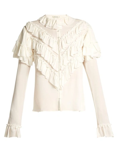 Rodarte Silk Blouse With Ruffle Details In White