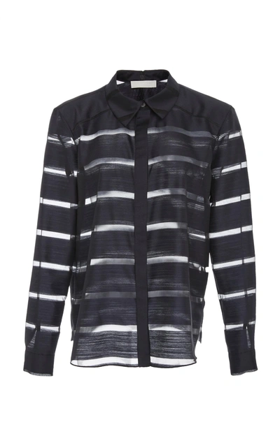 Partow Sian Stripe Silk Blend Shirt In Black