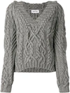 Partow Melange Cable Knit Hooded Sweater In Grey