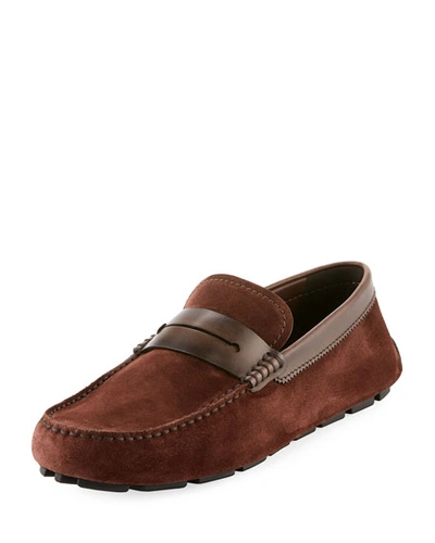 Ermenegildo Zegna Asola Suede Driver In Brown