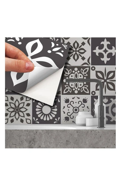 Walplus Marjorelle Black & White 72-piece Tile Sticker Set
