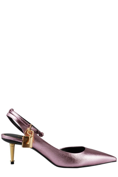 Tom Ford Padlock Pointed Toe Pump In Light Pink