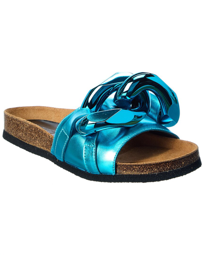 Jw Anderson Chain Leather Sandal In Blue