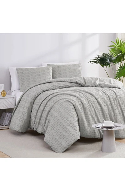 Southshore Fine Linens Clipped Jaquard Comforter In Steel Grey