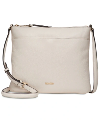 Calvin Klein Lily Pebble Leather Crossbody In White