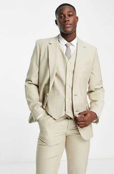 Asos Design Slim Suit Jacket In Stone-neutral