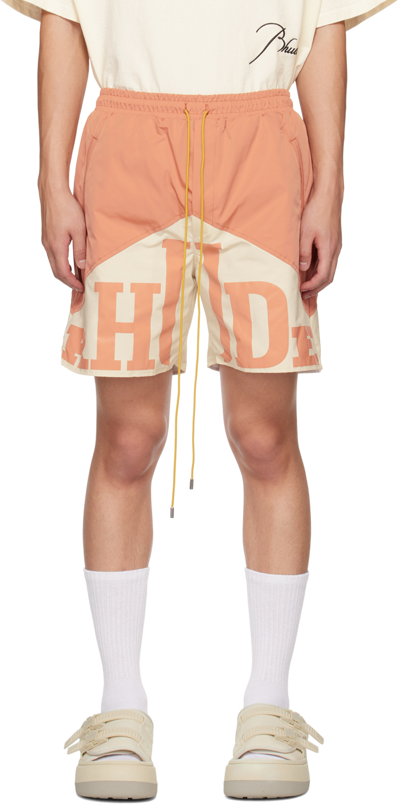 Rhude Orange Yachting Shorts In Multi-colored