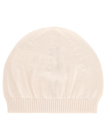 Rick Owens Ribbed Knit Beanie Hat In Nude & Neutrals