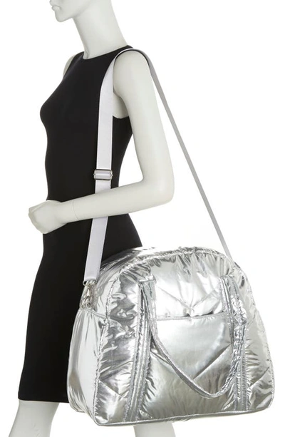 Madden Girl Quilted Nylon Weekend Bag In Silver