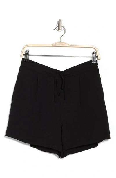 Cece Solid Drawstring Shorts In Rich Black