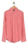 14th & Union Long Sleeve Slim Fit Linen Cotton Shirt In Red Nantucket