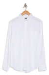 14th & Union Long Sleeve Slim Fit Linen Cotton Shirt In White