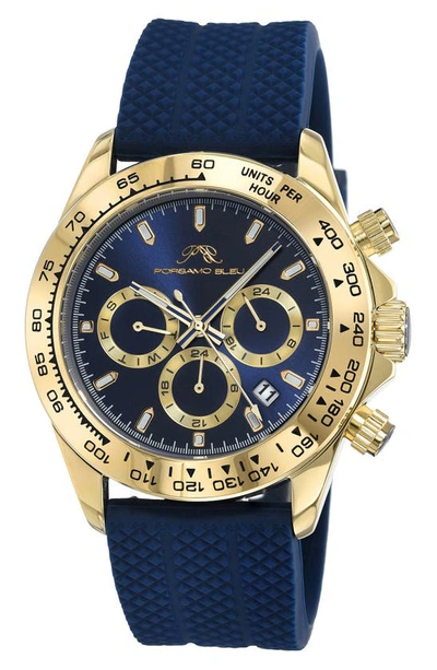 Porsamo Bleu Preston Sport Silicone Strap Watch, 41mm In Blue & Gold
