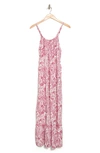 Boho Me Floral Paisley Cover-up Maxi Dress In White/ Red Paisley