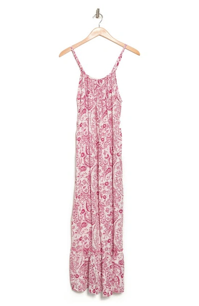 Boho Me Floral Paisley Cover-up Maxi Dress In White/ Red Paisley